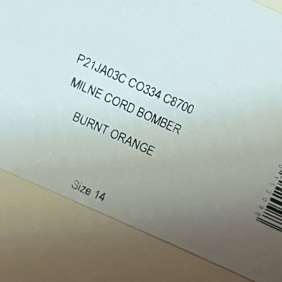 AlexaChung Burnt Orange Milne Corduroy Bomber Jacket Alexa Chung NWT Size US 10 - Picture 7 of 9